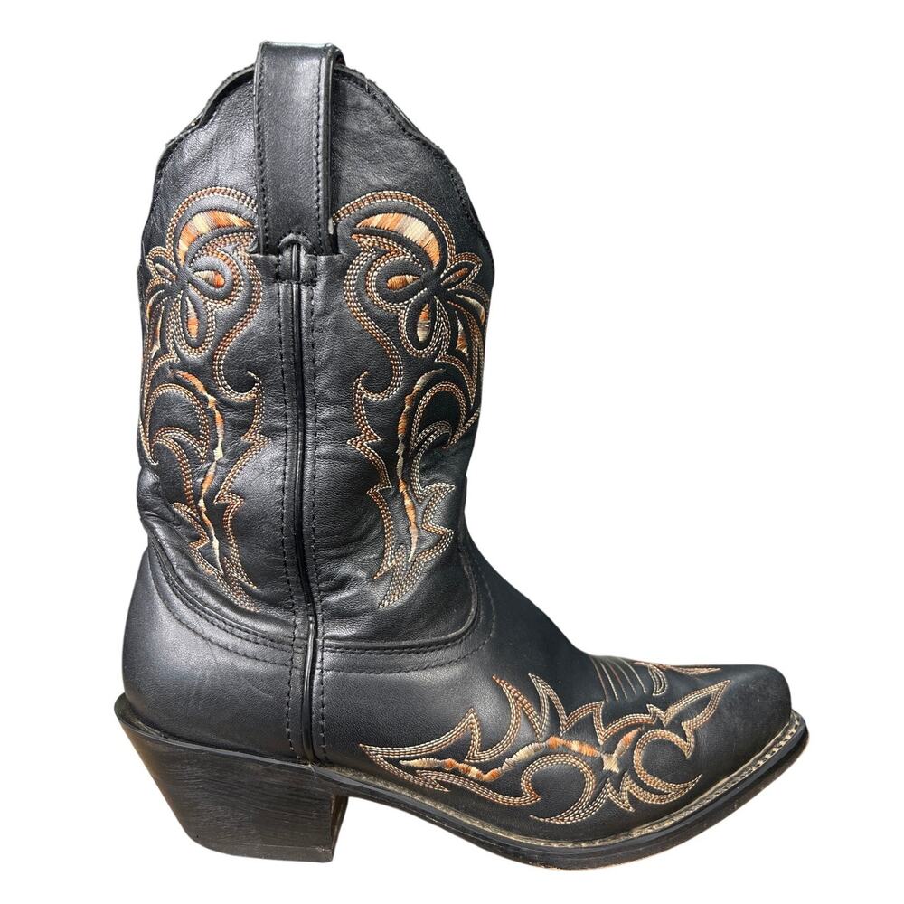 Road Wolf Women’s Black Leather Embroidered Western Cowgirl Boot Size US 6.5